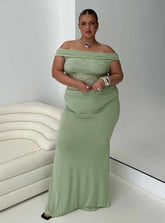 Vestido largo con hombros descubiertos Gwendolen Curve Verde