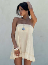 Minivestido Gypsea sin tirantes acampanado amarillo mantequilla