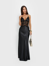 Vestido largo de encaje Klairee negro