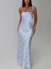Vestido largo Haley de jacquard azul