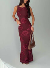 Maxivestido floral Fionna burdeos