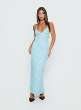 Vestido maxi Adesta Frill Halter azul