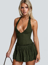 Mixie Playsuit Halter Verde Olivo