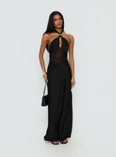 Vestido largo transparente Rosario Halter negro