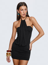 Minivestido Halter Drapeado Slip Away Negro