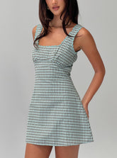 Minivestido Dasha de cuadros azules y marrones
