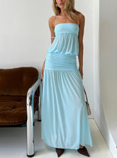 Vestido largo blusón halter Jesemia azul