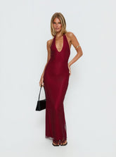 Vestido maxi halter Earls rojo