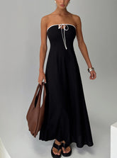 Vestido maxi sin tirantes Bijou negro
