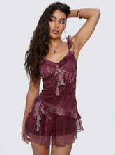 Minivestido Ballad Floral con Volantes Multicolor