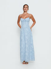 Maxivestido azul calado Members Only