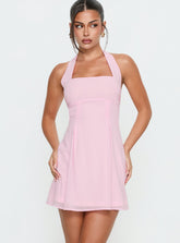 Minivestido Halter Rosamie Rosa Suave
