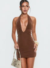 Minivestido halter French 75 Chocolate