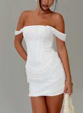 Minivestido Corsé Joslyne con Hombros Descubiertos Blanco