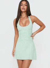 Vestido mini fruncido halter Silver Springs Jelly Mint