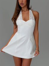 Minivestido Halter de Ganchillo Josanna Blanco