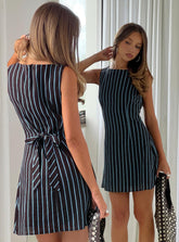 Minivestido Alfalfa Shift a rayas marrones/azules