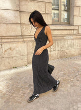 Vestido largo Nellie negro de lunares