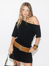 Minivestido drapeado con hombros descubiertos Haylo negro