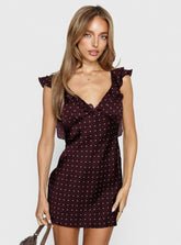 Minivestido Kamillah Frill de lunares burdeos