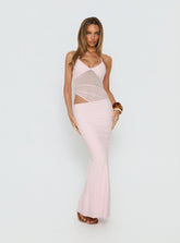Vestido largo transparente con cuello en V Afinity rosa