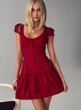 Minivestido con botones y ribete de encaje Ottillie, rojo de lunares