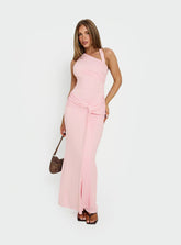 Vestido largo fruncido Ivetta color rosa