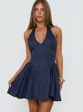Minivestido halter Karisse azul marino