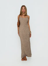 Vestido largo Knox de lentejuelas marrones