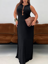 Dejonge Ring Vestido Largo Sin Mangas Negro Tallas Grandes