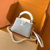 Louis Vuitton Women's Fashion Classic Crocodile Patterned Handbag With Hand Embedded Diamond Logo Letter Badge Dual-strap Tote Crossbody Bag Shoulder White Bag Bags #79287