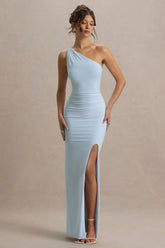 Dressing Up | Powder Blue One Shoulder Maxi Dress With Open Back Detail