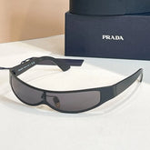 Prada Women's Solid Color Narrow Mask Irregular Shape Plate Frame Sunglasses Glasses #77872