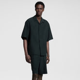 Louis Vuitton Men's Summer Solid Color Embroidered Full Print Silk Blend Single Breasted V-neck Short Sleeved Shirt And Casual Shorts Set Suit #77153