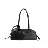 Balenciaga Men's Carrie Black Cowhide Small Bowling Bag with Aged Gold Metallic Accessories Handbag Bags #76257