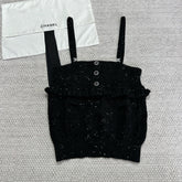 Chanel Women's Spring/Summer Lace-Up Knit Solid Color Cashmere Sleeveless Tank Top Vest Ngvp #2335