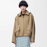Loewe Women's Spring/Fall Fashion Classic Solid Color Lapel Zipper Logo Embroidered Waist Tapered Jacket #79355