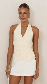 Brylen Halter Neck Top - Butter