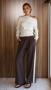 Belara Pants - Chocolate/Beige