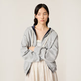 MiuMiu Women's Spring/autumn Fashion Casual Plain Knit Cotton Nylon Reversible Hooded Zipper Jacket #78399