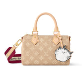 LOUIS VUITTON SPEEDY BANDOULIÈRE 20 Bag Monogram Canvas LV Travels X Grace Coddington Collaboration Series Cat shape pendant #332321