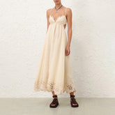 Zimmermann Women's Spring/summer Linen Lace Elegant Temperament Long Dress Fashion Casual Camisole Vest Dresseses Ngvp #2241