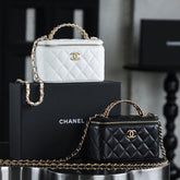 Chanel Women's Solid Color Chain Shoulder Grain Embossed Calfskin Box Bag Tote Shoulder Bags #75595