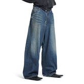 Balenciaga Men's Four Seasons Unity Sport Embroidered Jeans Solid Color Cotton Baggy Fit Trousers Pants Ngvp #1512