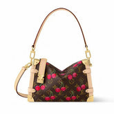 L Women's SIDE TRUNK Cherry Leather Tote Casual Solid Color Shoulder Crossbody Bag M14278