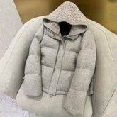Loro Piana Women's Autumn And Winter Wool Cashmere Goose Down Jacket Soft And Comfortable Removable Hat Zipper Long Sleeve Hooded Jacket Ngvp #2649