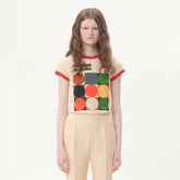 Valentino Women's Men's Spring Summer Pavillon Des Folies Printed Cotton T Shirt Colour Blocking Geometric Trendy Fashion Round Neck T-shirt Top Ngvp #1295