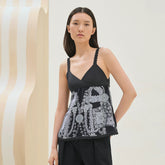 Hermes Women's Summer V-Neck Sleeveless Silk Twill Pullover Knit Top With Printed Solid Color Halter Camisole Ngvp #2133