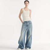 DIOR Tank Top Ecru Ribbed Cotton and Linen Jersey #376143
