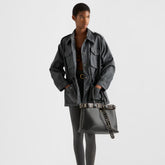 Prada Women's Vintage Cotton Hunting Jacket Spring/Fall High-Waisted Solid Color Multi-Pocket Single-Breasted Workwear Trench Coat Ngvp #2393